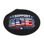 I Support ICE Round Vinyl Sticker — Patriotic American Flag Design