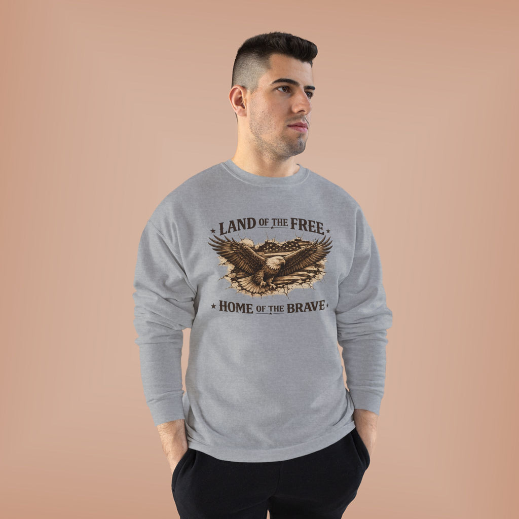 Patriotic Eagle Crewneck Sweatshirt — "Land of the Free, Home of the Brave"