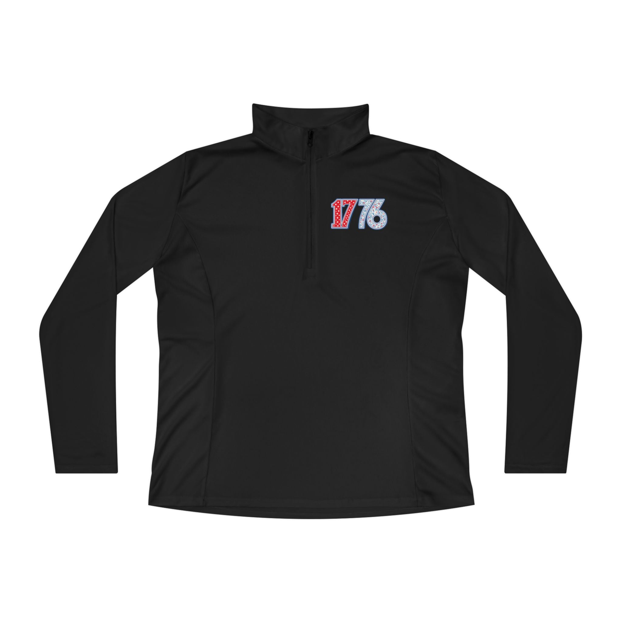 1776 Ladies Quarter-Zip Pullover — Women's Patriotic 4th of July Pullover