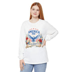 America 250 Long Sleeve T-Shirt — Proud American Woman Patriotic Tee