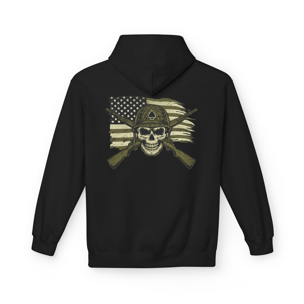 Skull & Cross Rifles American Flag Hoodie — Military Style Tactical Pullover