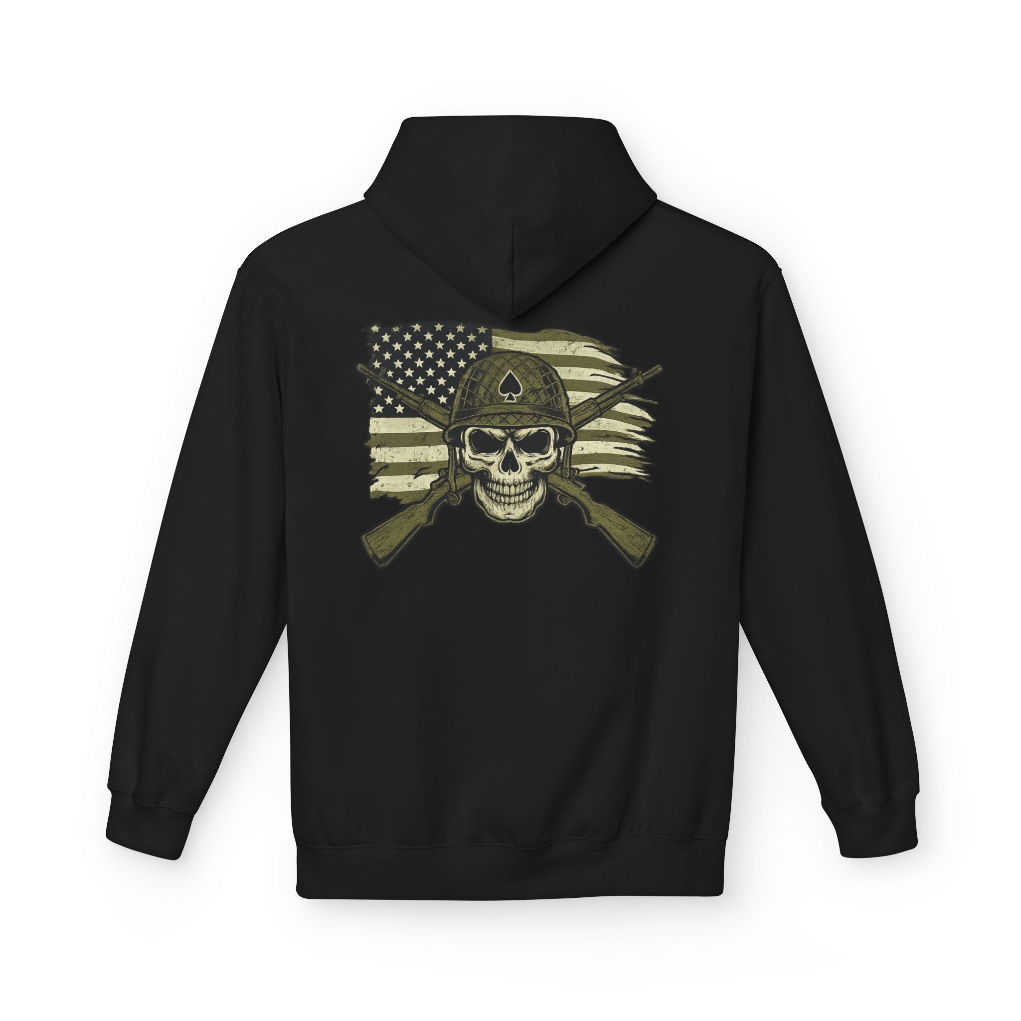 Skull & Cross Rifles American Flag Hoodie — Military Style Tactical Pullover