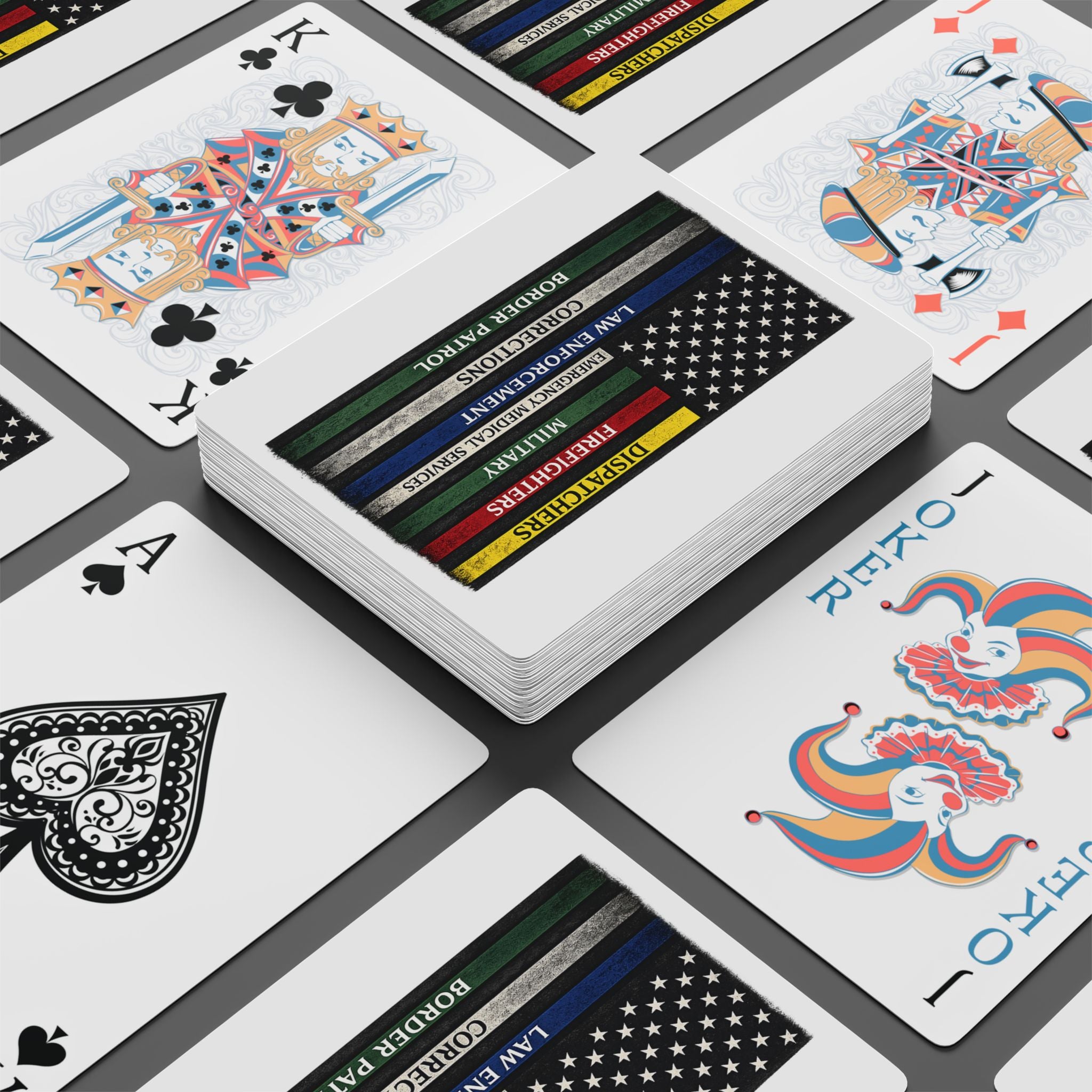 Thin Line Tribute Poker Playing Cards – First Responder Deck (Firefighters, EMT, Police, Border Patrol)