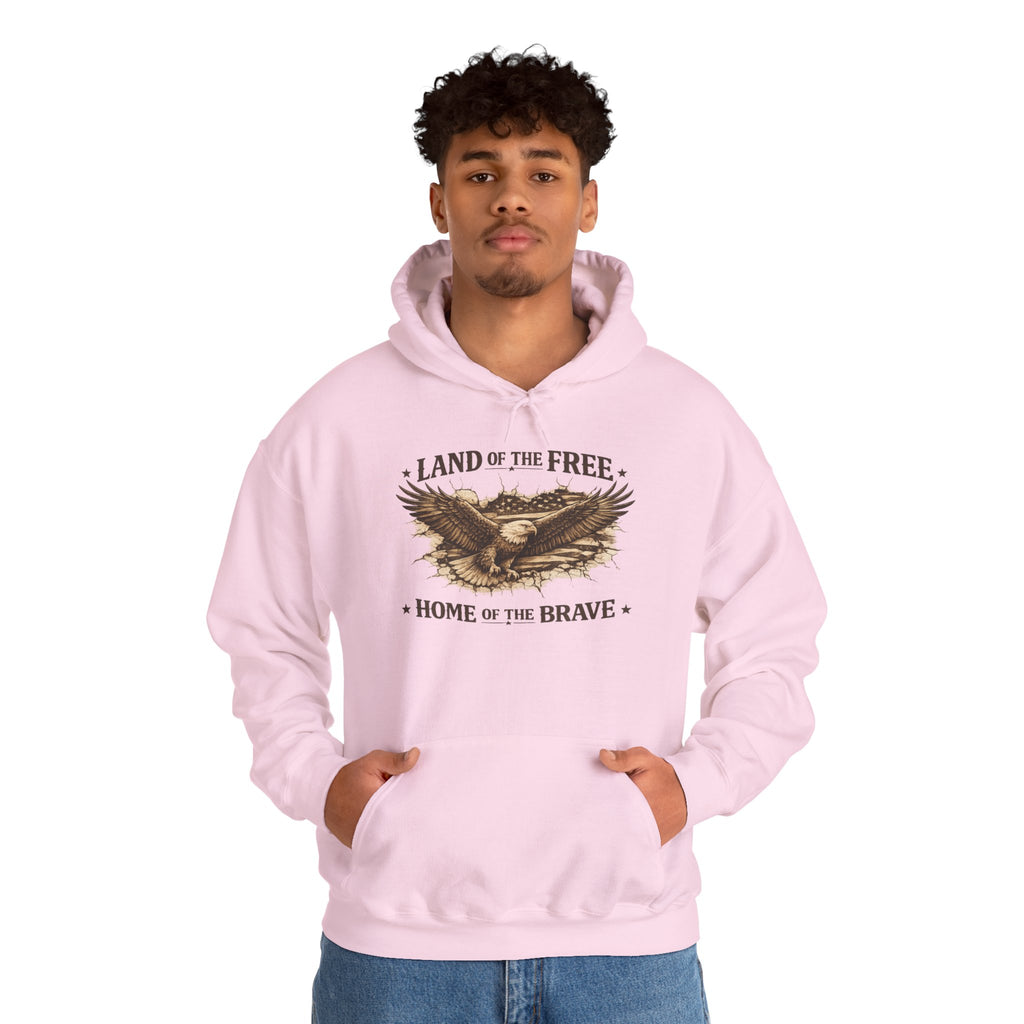 Patriotic Eagle Hoodie - "Land of the Free, Home of the Brave" Vintage American Sweatshirt