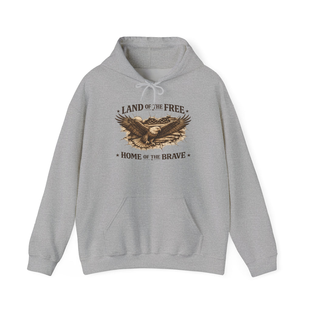 Patriotic Eagle Hoodie - "Land of the Free, Home of the Brave" Vintage American Sweatshirt