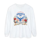 America 250 Long Sleeve T-Shirt — Proud American Woman Patriotic Tee