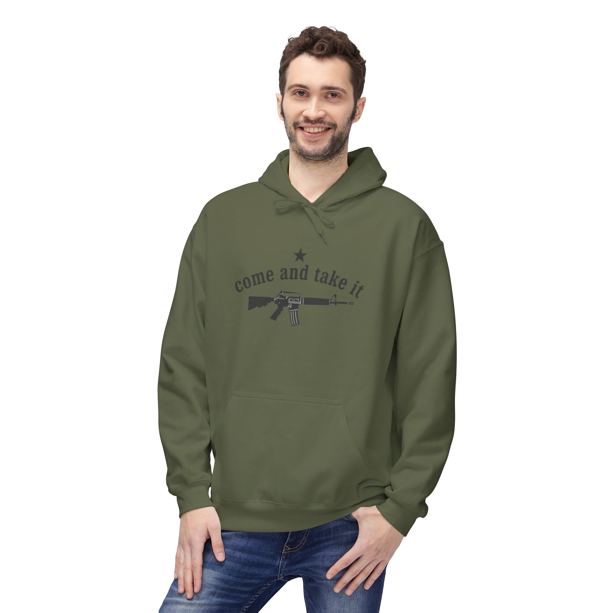 Patriotic "Come and Take It" Hoodie with American Flag - Pro-Second Amendment Pullover