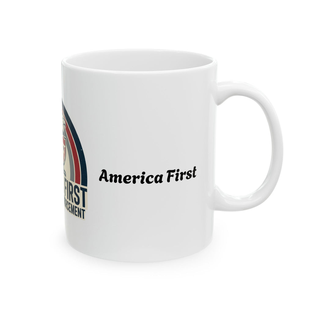 America First Immigration Enforcement Ceramic Mug — Patriotic Eagle Coffee Cup (11oz, 15oz)