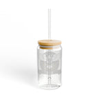 16oz Eagle Crest Sipper Glass with Bamboo Lid & Straw - Patriotic ICE Emblem
