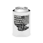 Can Cooler — "Guns Whiskey Beer & Liberty" Patriotic Outdoor Drink Koozie