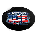 I Support ICE Round Vinyl Sticker — Patriotic American Flag Design