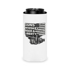 Can Cooler — "Guns Whiskey Beer & Liberty" Patriotic Outdoor Drink Koozie