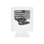 Can Cooler — "Guns Whiskey Beer & Liberty" Patriotic Outdoor Drink Koozie
