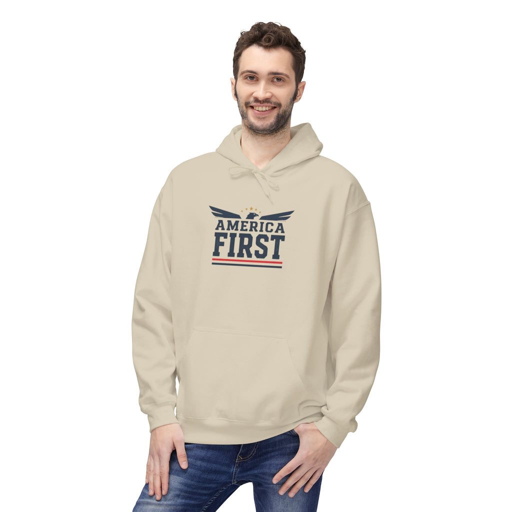 America First Hoodie — Patriotic Flag Eagle Graphic Pullover