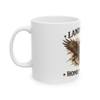 Patriotic Eagle Mug - "Land of the Free, Home of the Brave" Ceramic Coffee Cup (11oz/15oz)