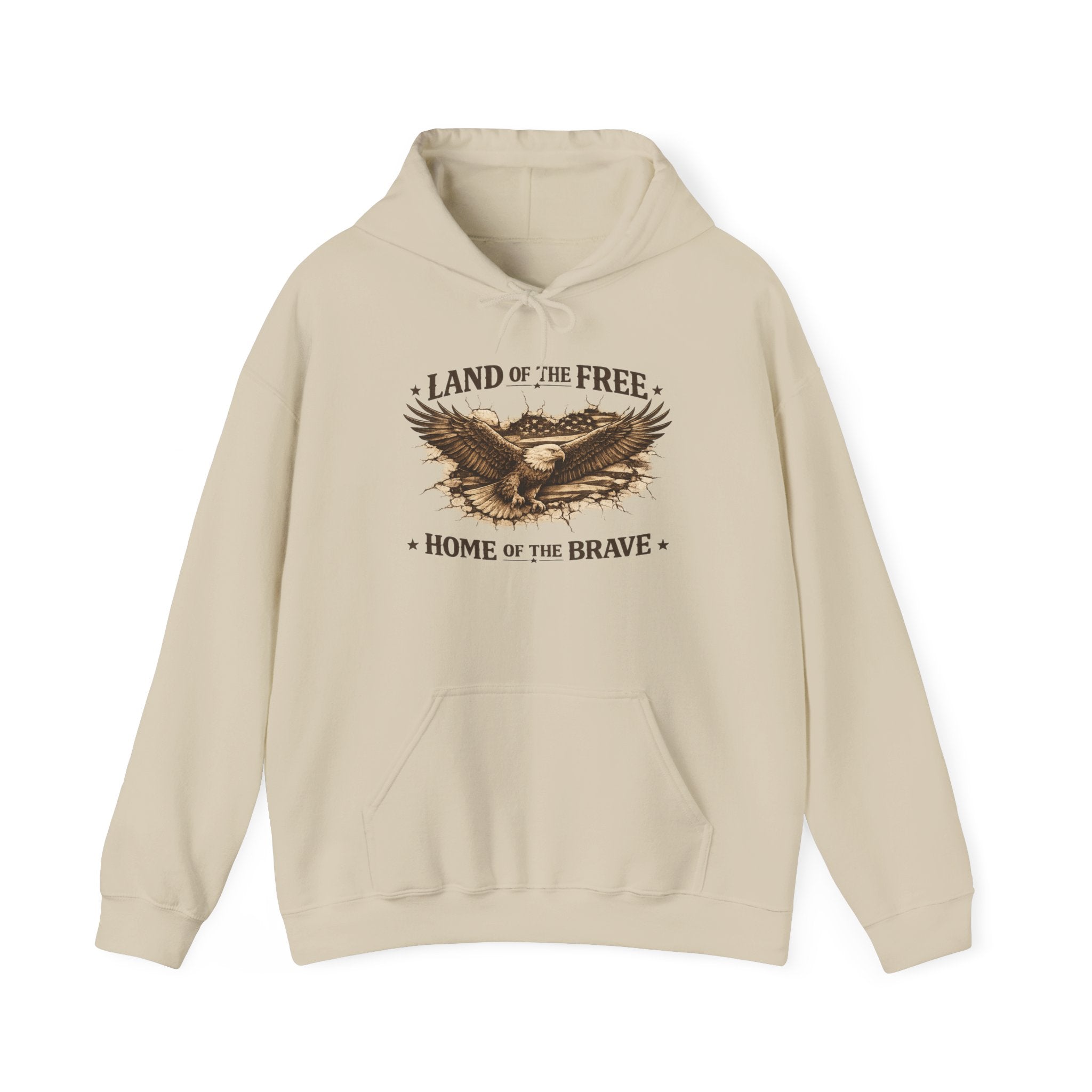 Patriotic Eagle Hoodie - "Land of the Free, Home of the Brave" Vintage American Sweatshirt