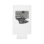 Can Cooler — "Guns Whiskey Beer & Liberty" Patriotic Outdoor Drink Koozie
