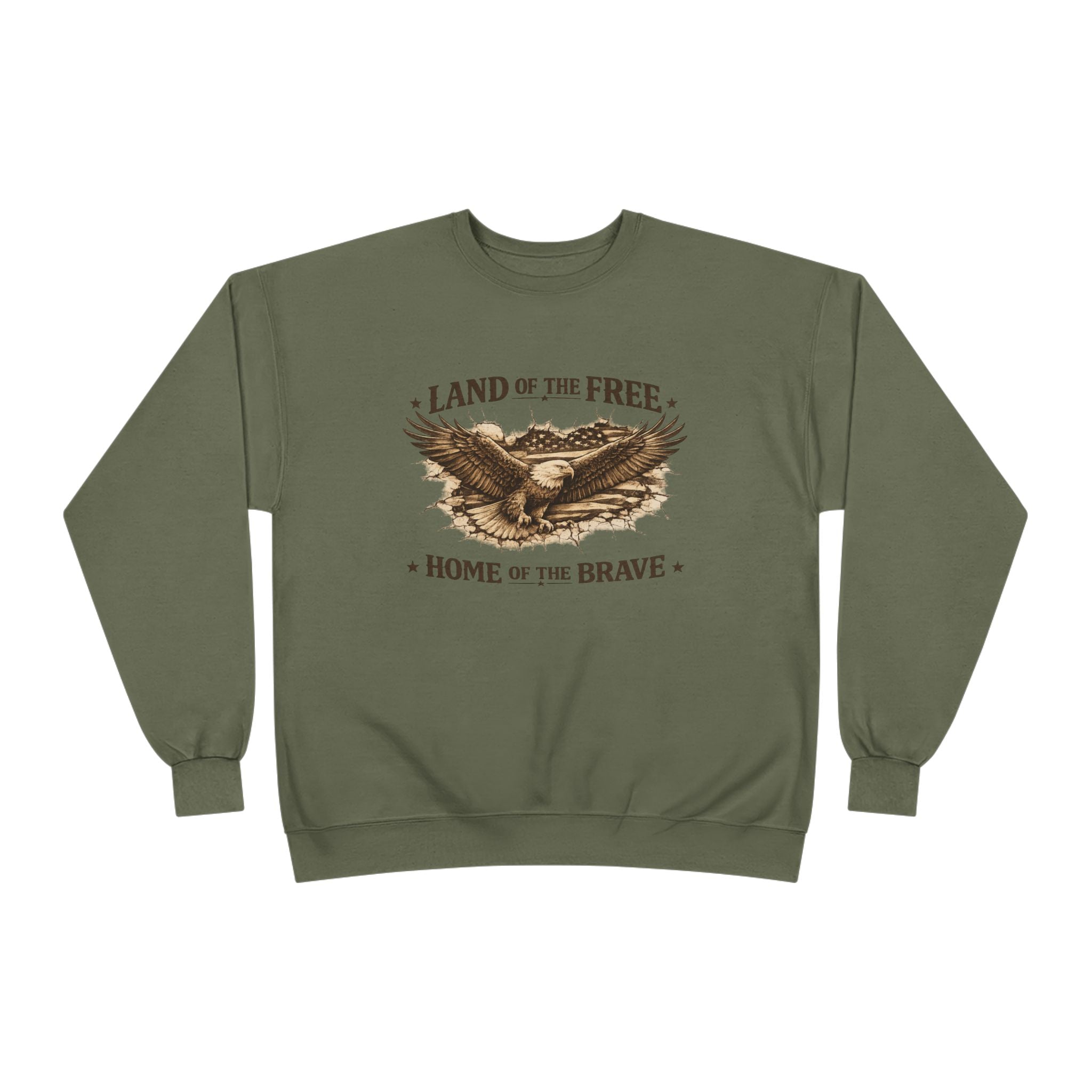 Patriotic Eagle Crewneck Sweatshirt — "Land of the Free, Home of the Brave"