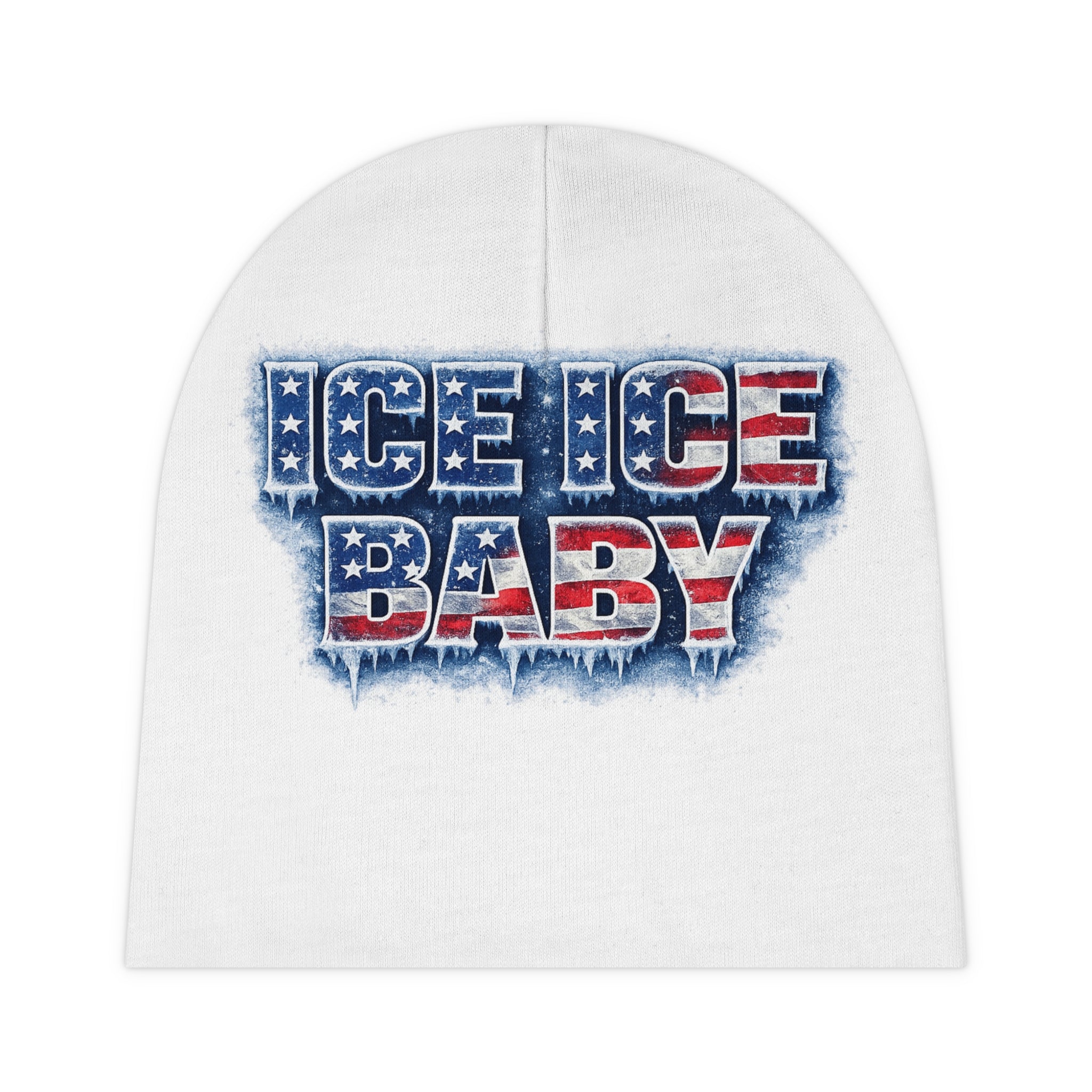 Baby Beanie — "Ice Ice Baby" Patriotic USA Infant Knit Cap
