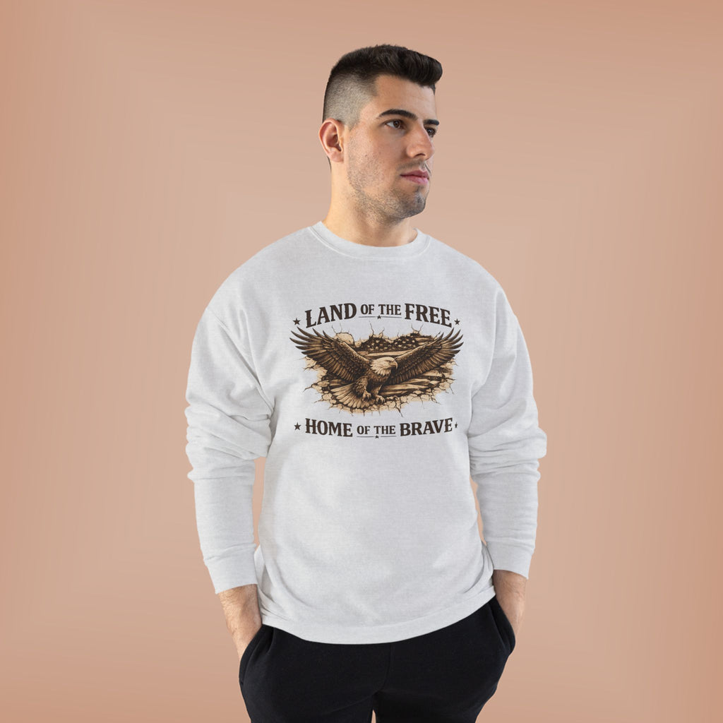 Patriotic Eagle Crewneck Sweatshirt — "Land of the Free, Home of the Brave"