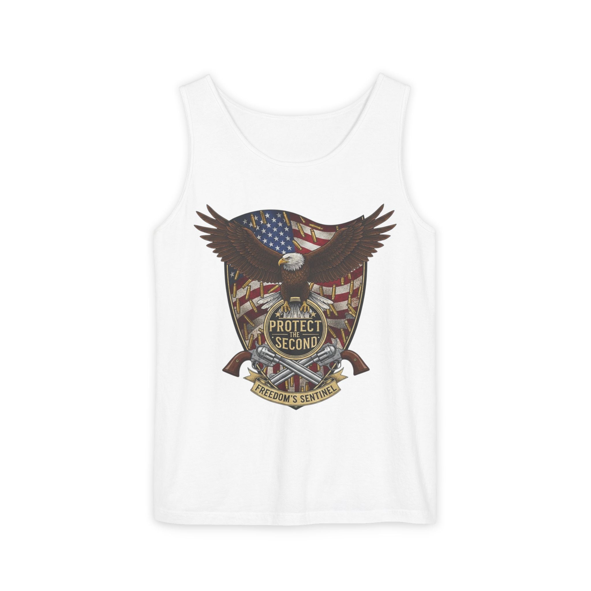 Second Amendment Eagle Tank Top – Protect the Second Patriotic American Flag Design