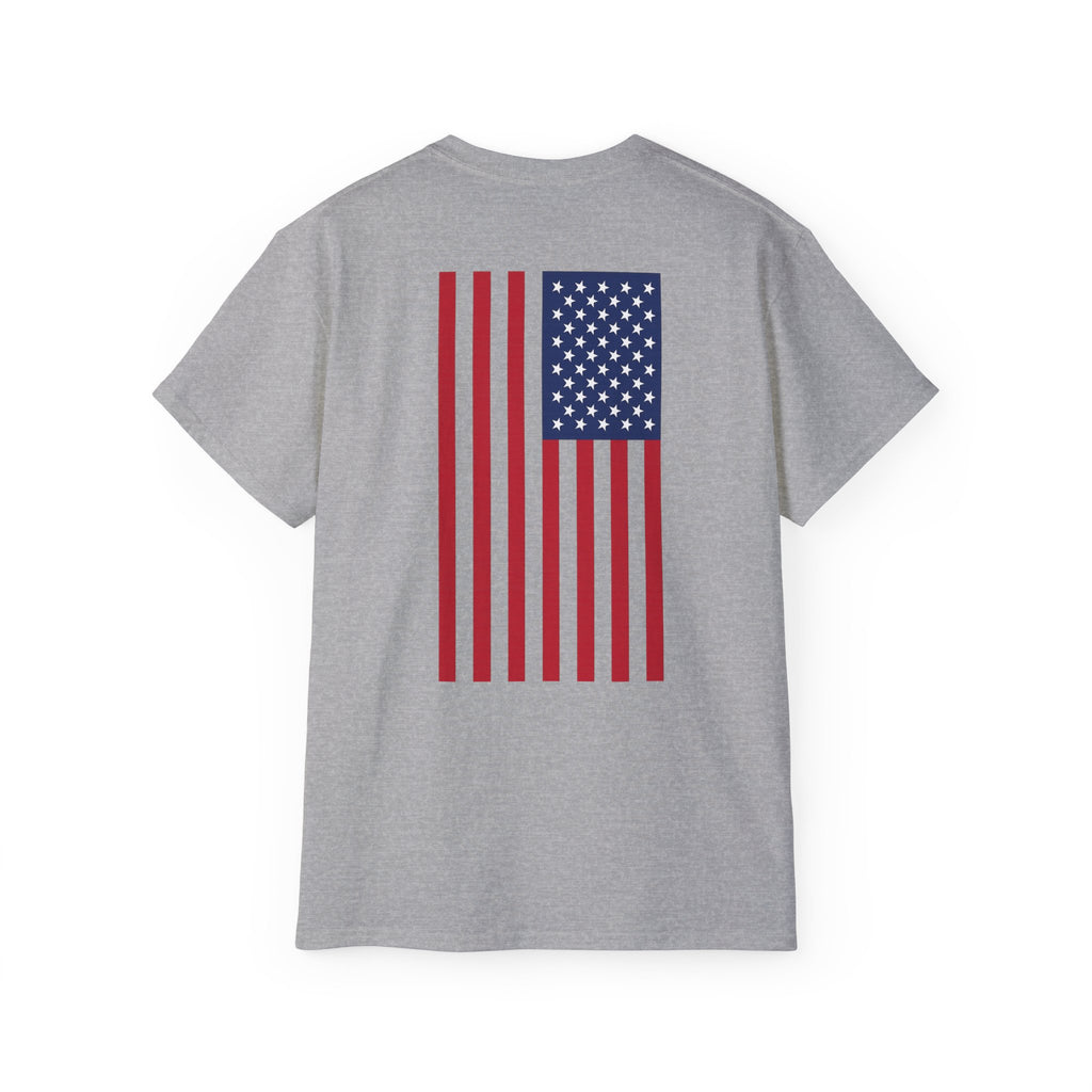 T-Shirt — "Trust God. Not Government." Patriotic American Flag Tee