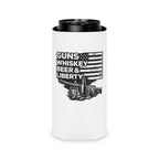 Can Cooler — "Guns Whiskey Beer & Liberty" Patriotic Outdoor Drink Koozie