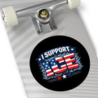 I Support ICE Round Vinyl Sticker — Patriotic American Flag Design