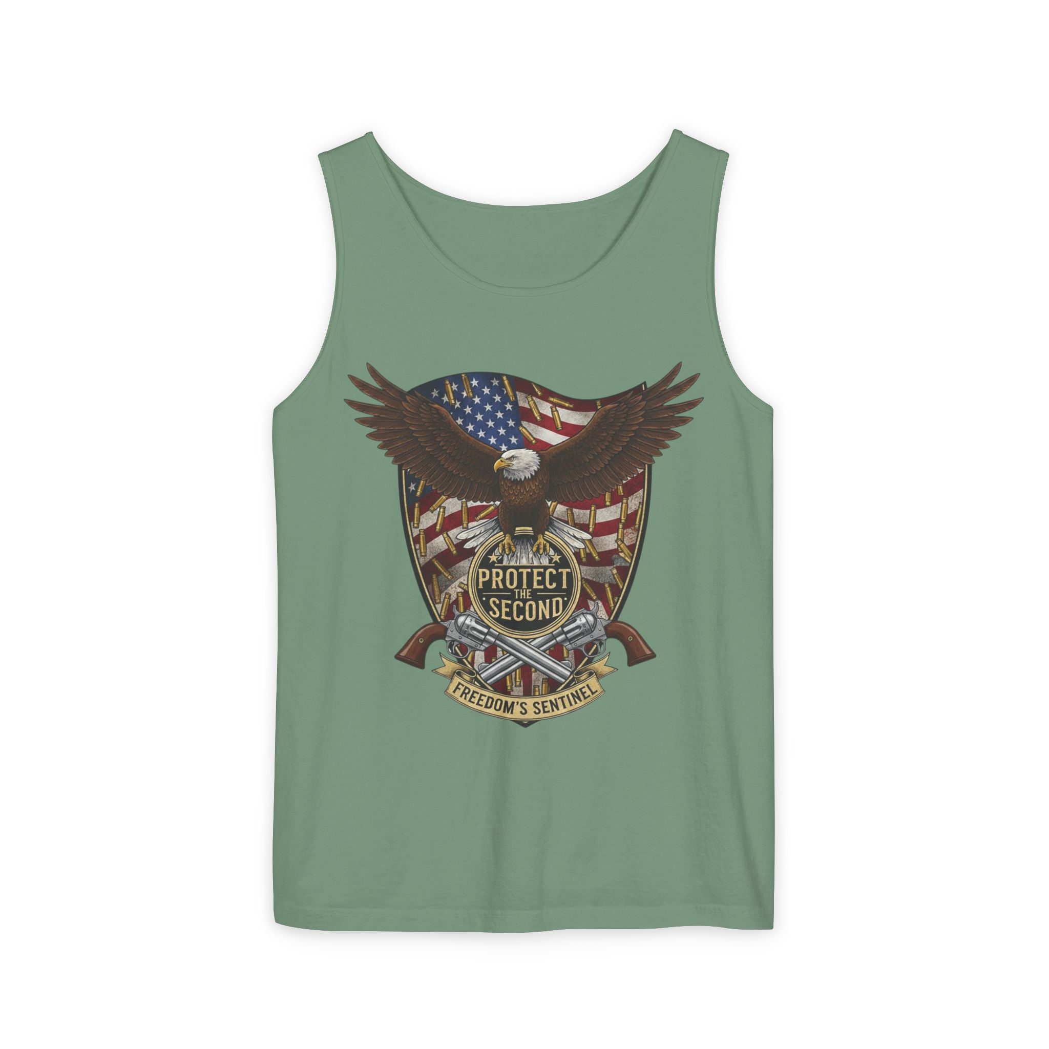 Second Amendment Eagle Tank Top – Protect the Second Patriotic American Flag Design