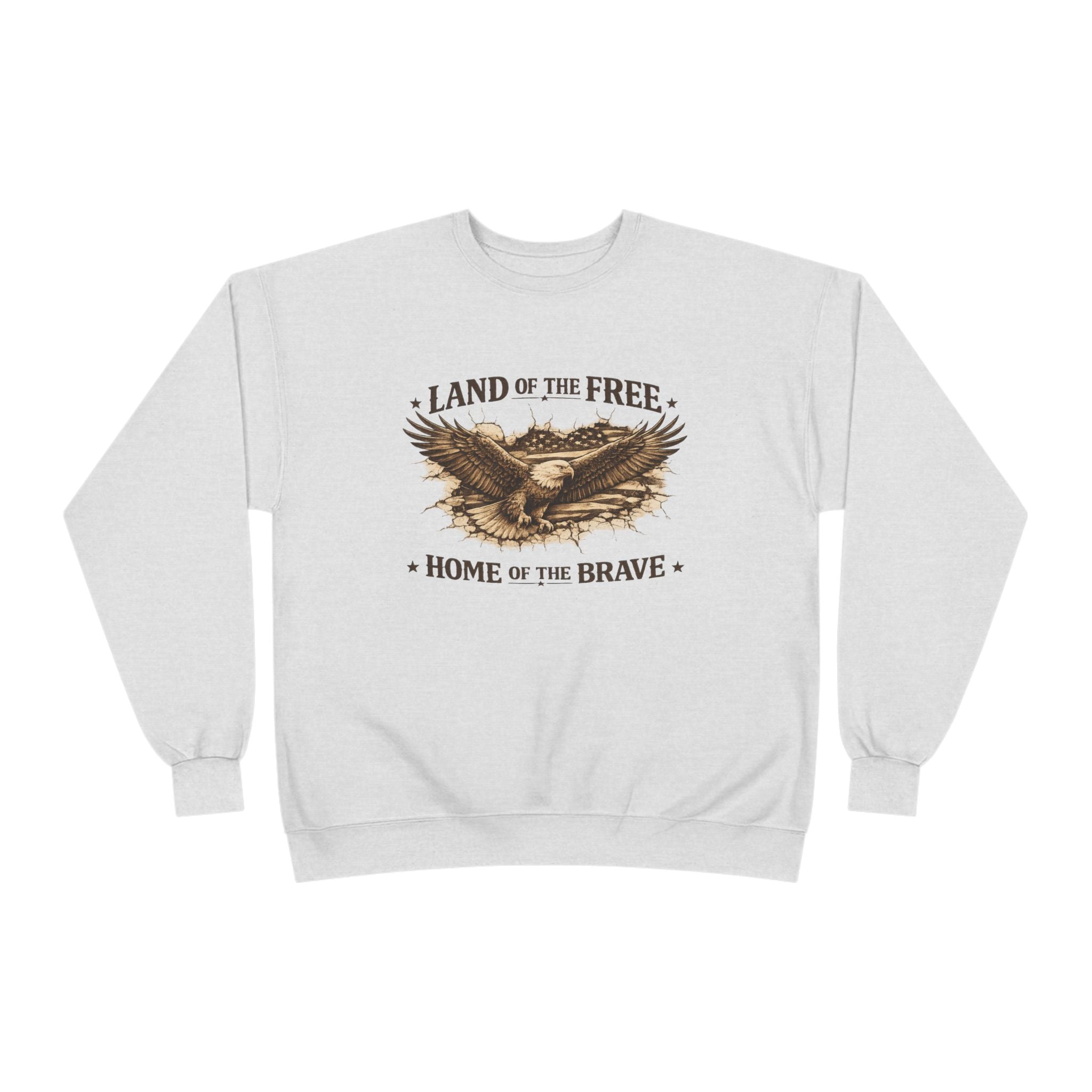 Patriotic Eagle Crewneck Sweatshirt — "Land of the Free, Home of the Brave"