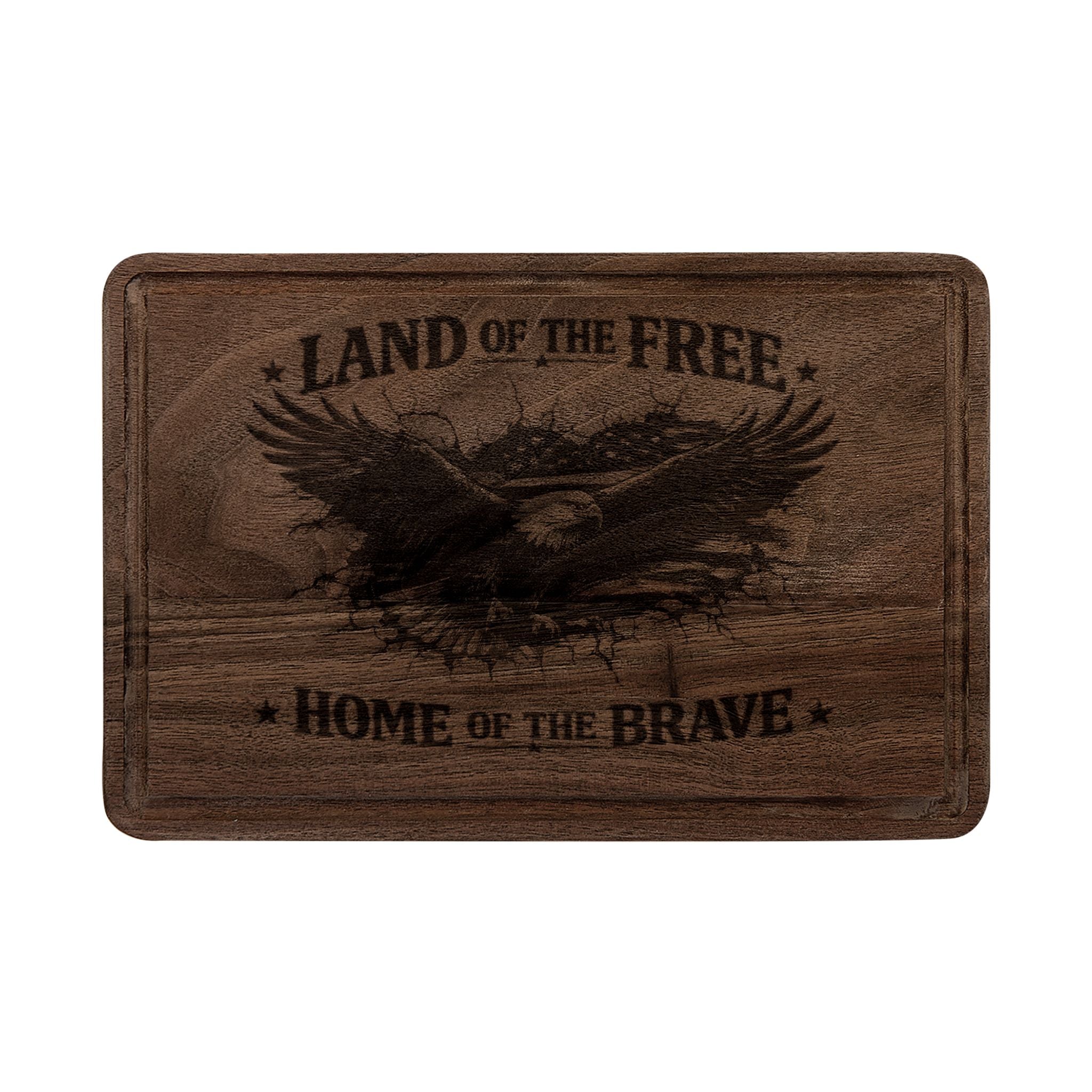 Patriotic Eagle Engraved Cutting Board – "Land of the Free, Home of the Brave"