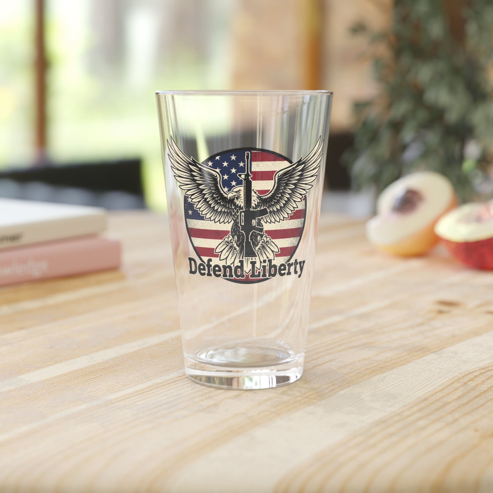 Defend Liberty 16oz Pint Glass – American Flag Eagle Beer Glass