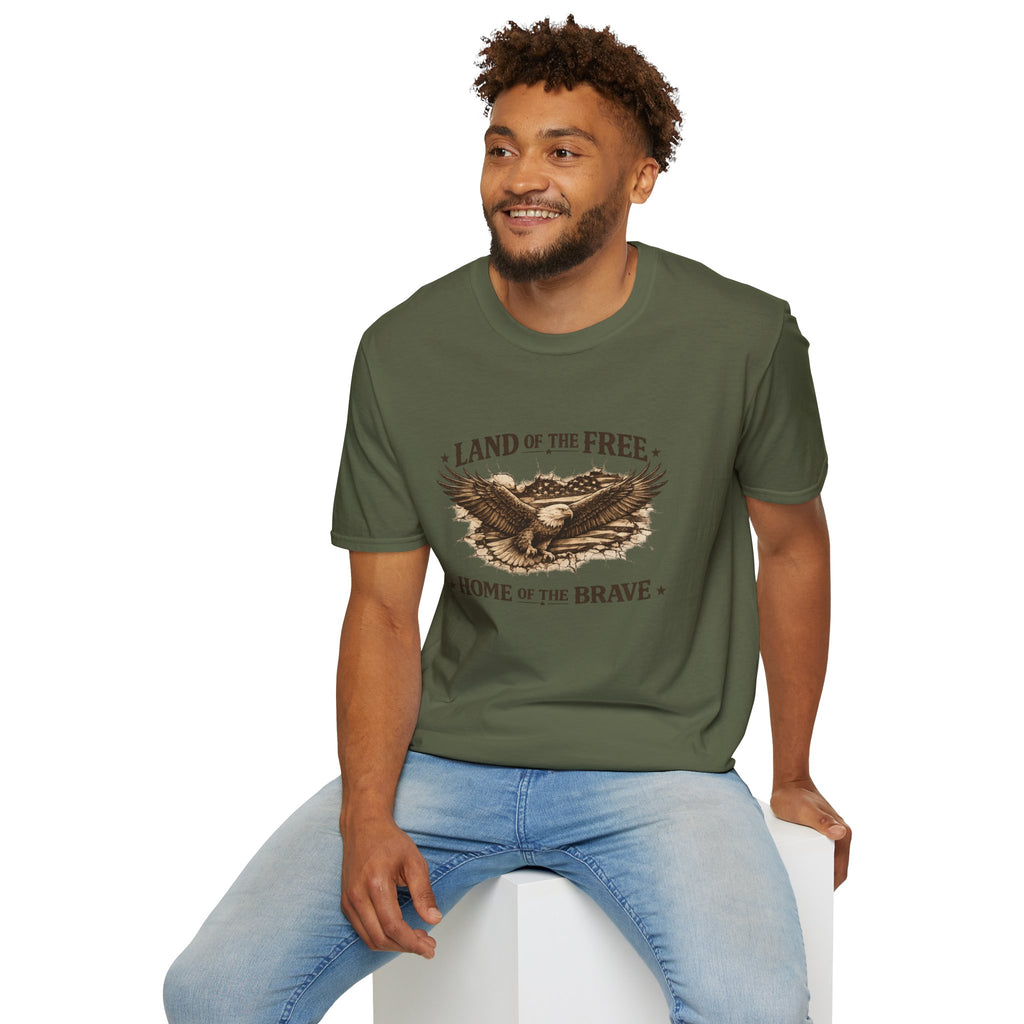 Patriotic Eagle T-Shirt — "Land of the Free, Home of the Brave"