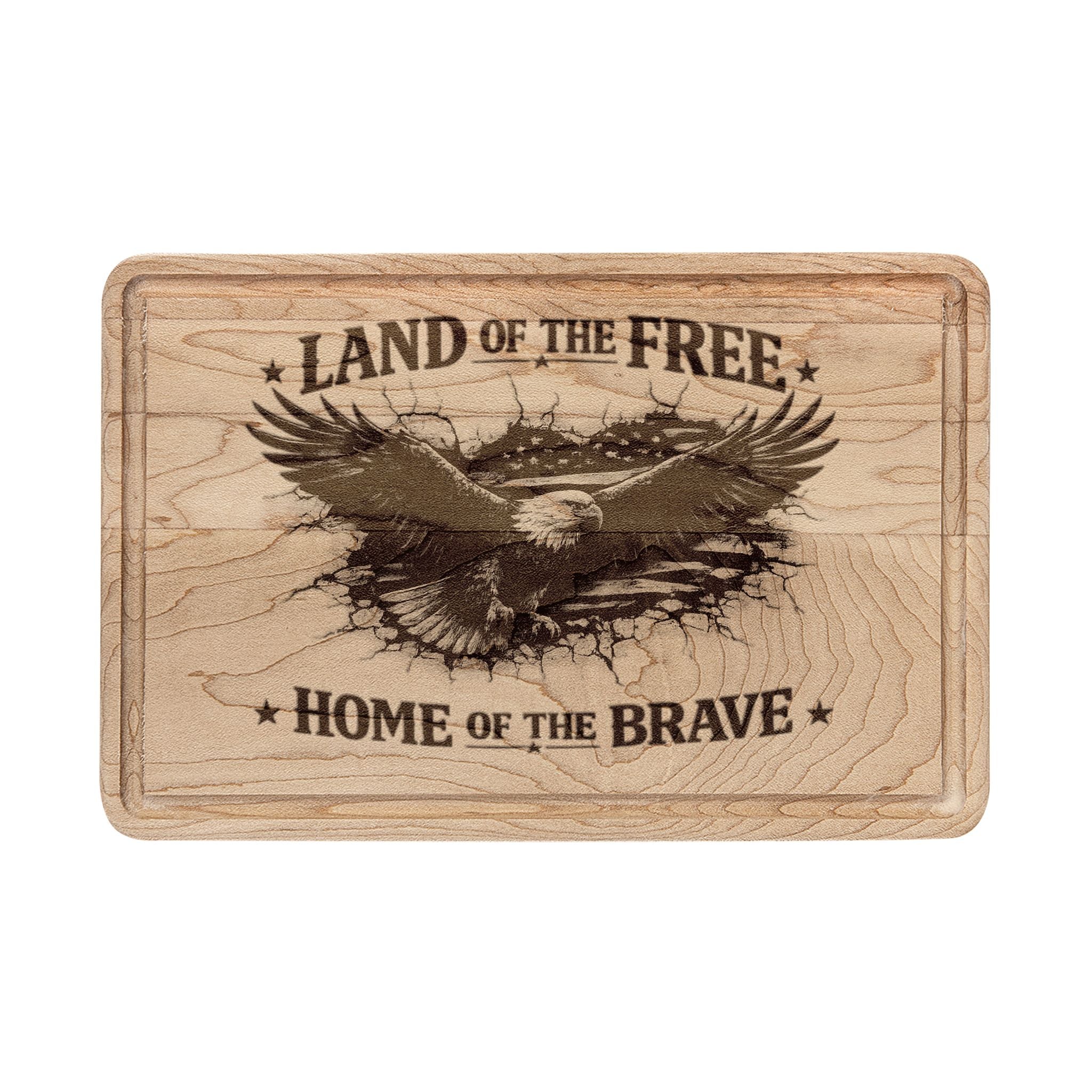 Patriotic Eagle Engraved Cutting Board – "Land of the Free, Home of the Brave"