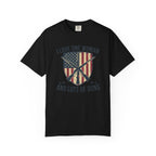 I Love One Woman And Lots Of Guns T-Shirt — American Flag Shield Patriotic Gun Lover Tee