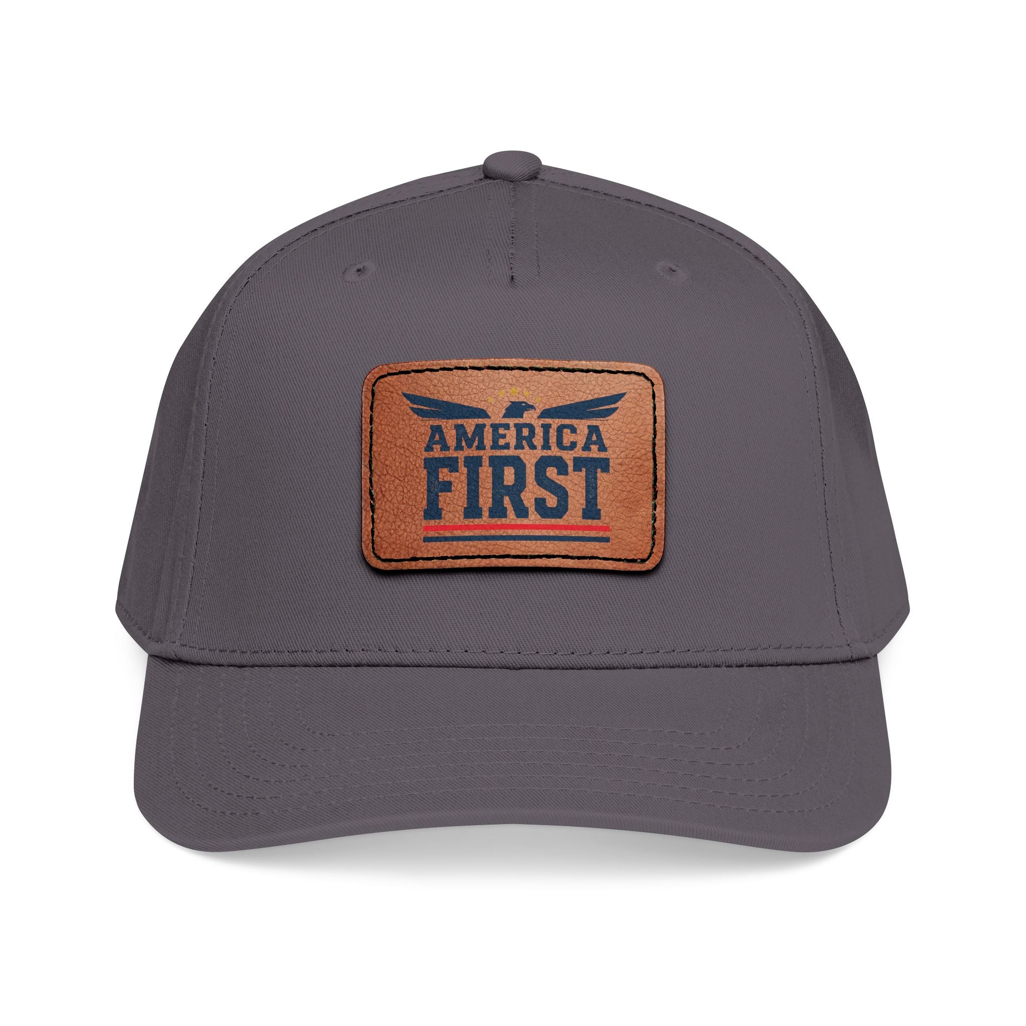 America First Leather Patch Cap