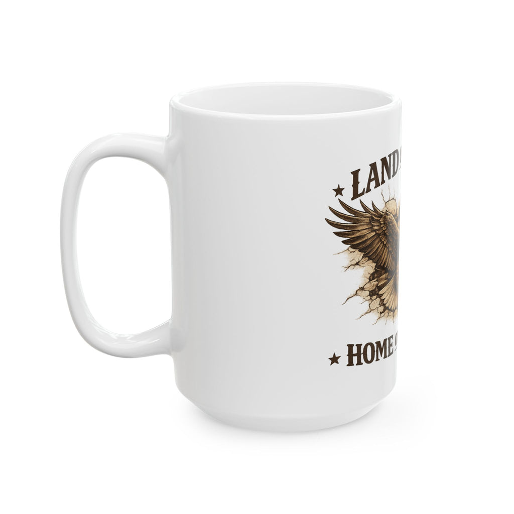 Patriotic Eagle Mug - "Land of the Free, Home of the Brave" Ceramic Coffee Cup (11oz/15oz)