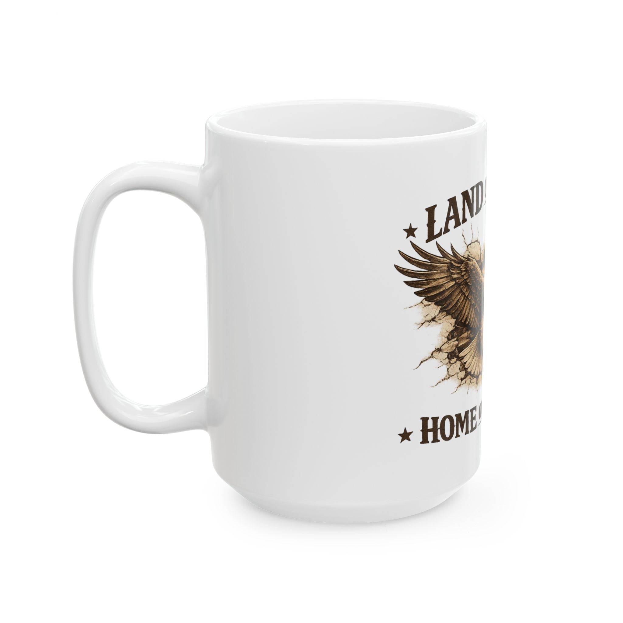 Patriotic Eagle Mug - "Land of the Free, Home of the Brave" Ceramic Coffee Cup (11oz/15oz)