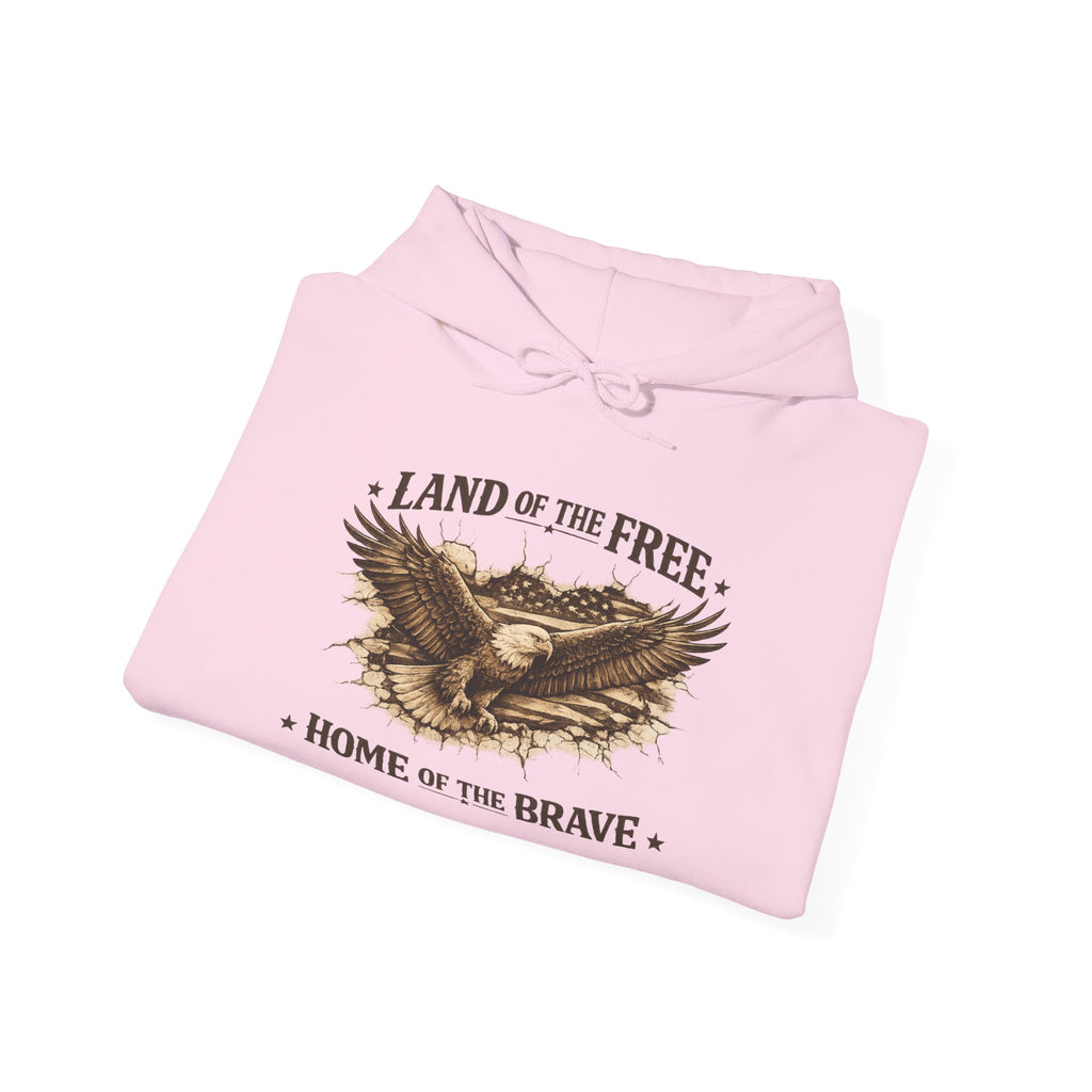 Patriotic Eagle Hoodie - "Land of the Free, Home of the Brave" Vintage American Sweatshirt