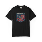 Come and Take It T-Shirt — American Flag Rifle Badge Tee