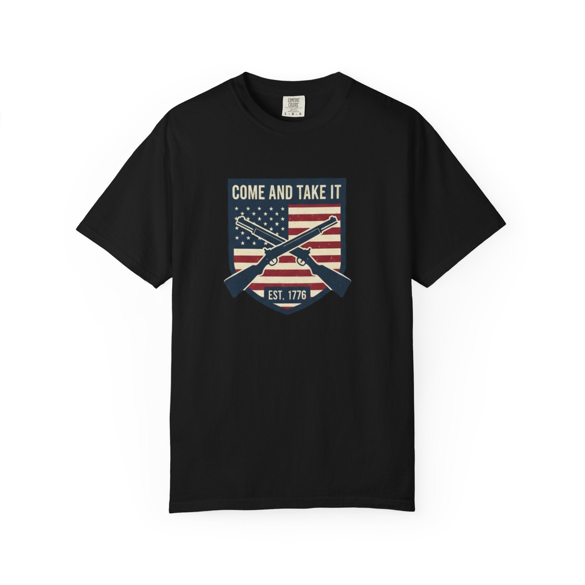 Come and Take It T-Shirt — American Flag Rifle Badge Tee