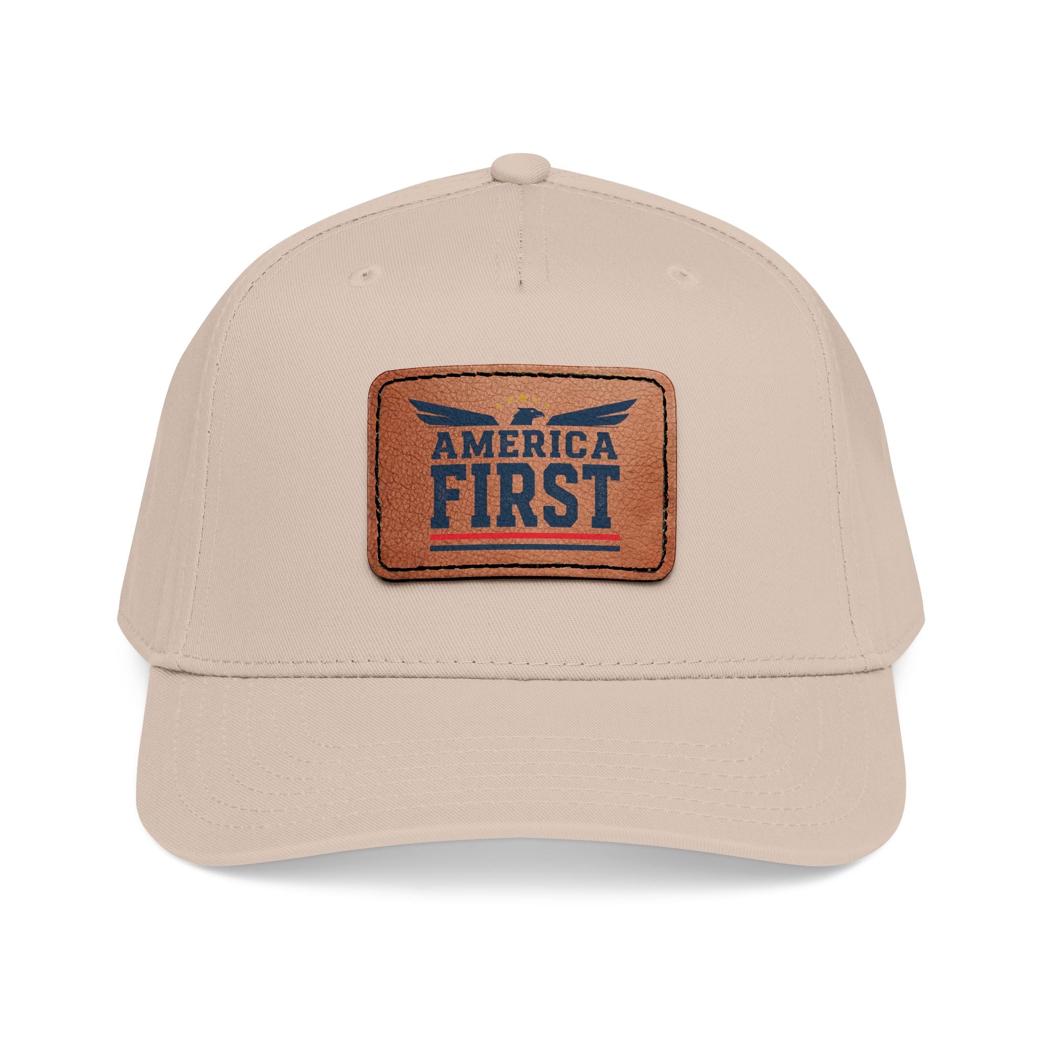 America First Leather Patch Cap