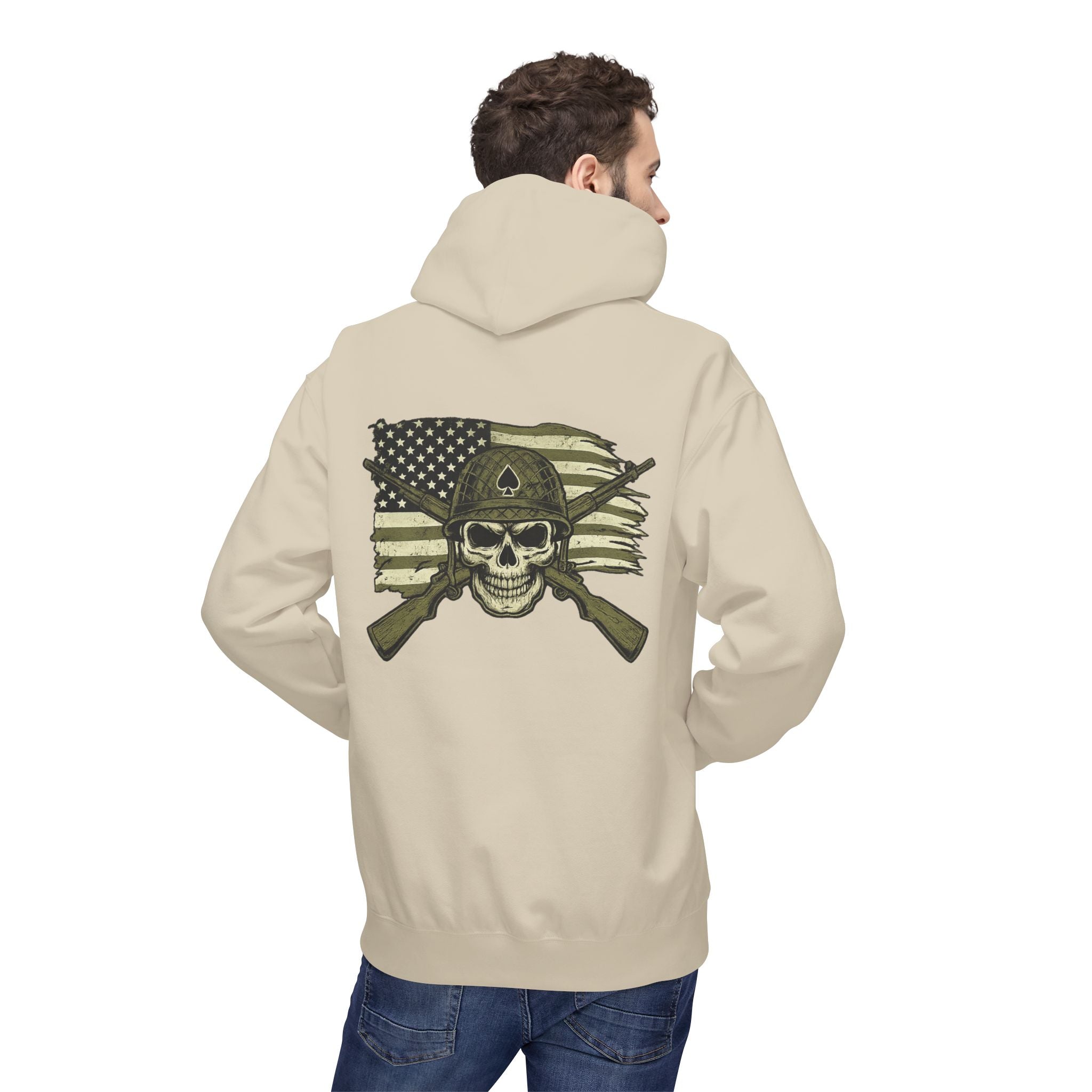Skull & Cross Rifles American Flag Hoodie — Military Style Tactical Pullover