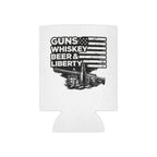Can Cooler — "Guns Whiskey Beer & Liberty" Patriotic Outdoor Drink Koozie