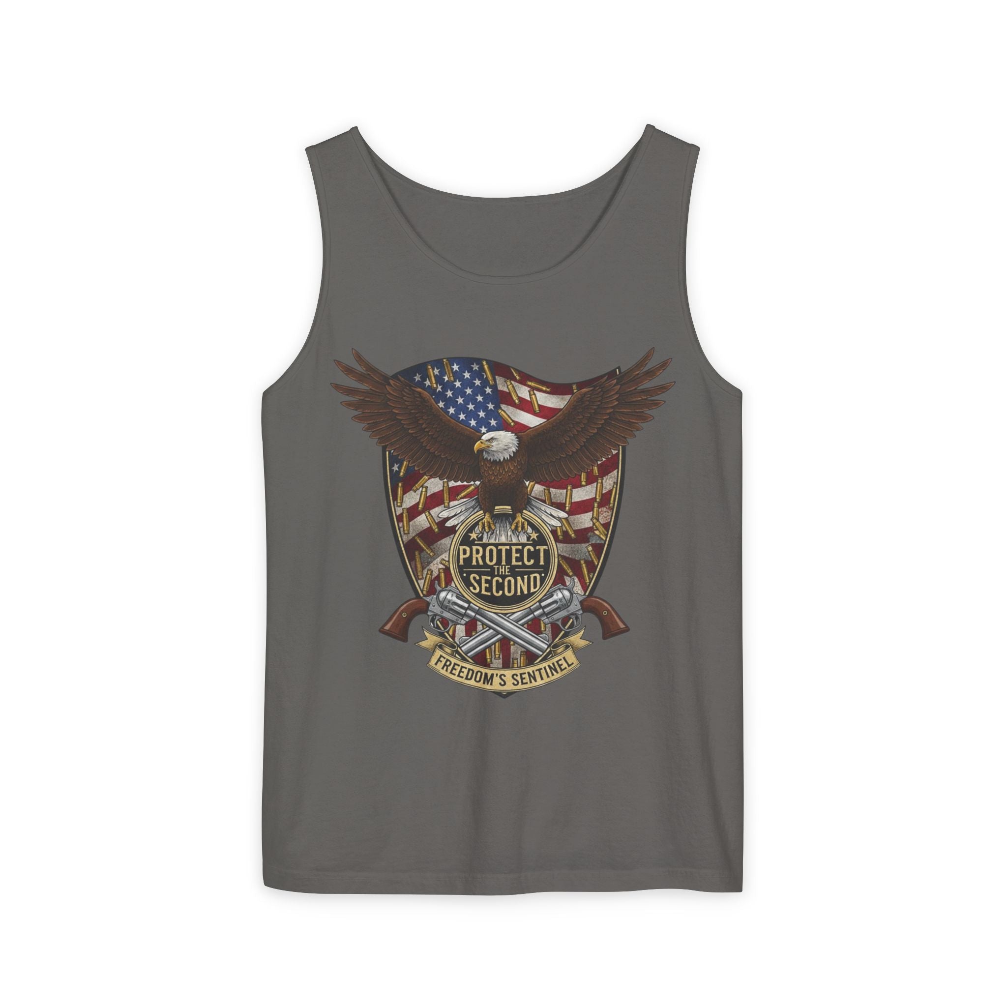 Second Amendment Eagle Tank Top – Protect the Second Patriotic American Flag Design